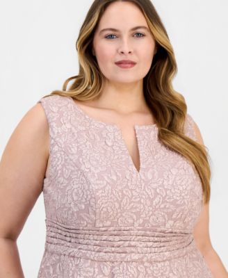 Plus Size Jacquard Pleated Midi Dress