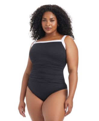 Plus Size Square Neck One-Piece Swimsuit