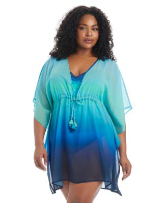Plus Size Desert Mirage V-Neck Cover-Up Swim Caftan