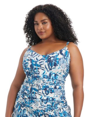 Plus Size Turning Tides Ring Detail Tankini Swim Top