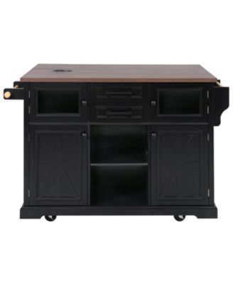 Kitchen Island with Drop Leaf & Power Outlet