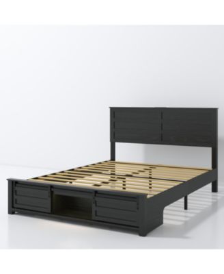 Streamdale Upholstered Full Bed Frame with Storage Headboard, LED & Pet Bed