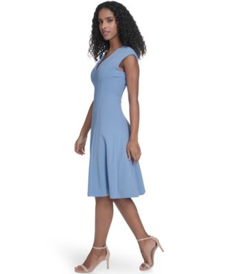 Women's Crepe V-Neck Midi Dress
