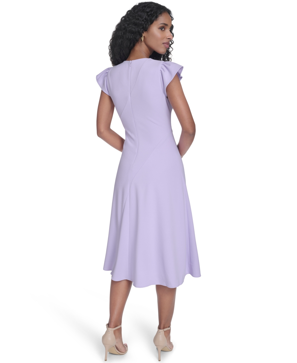 Calvin Klein Women's Ruched V-Neck Midi Dress