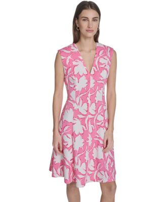 Women's Printed V-Neck Midi Dress