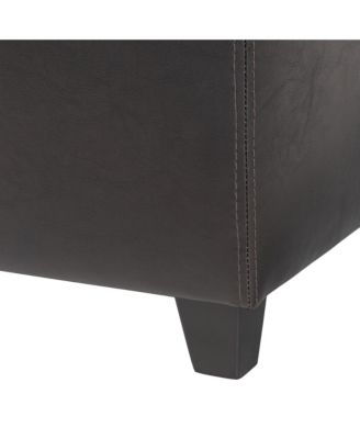 Dark Brown Full Leather Small Storage Cube Ottoman