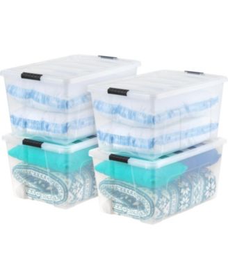 USA 94 Qt Stackable Plastic Storage Bins with Lids, 4Pk