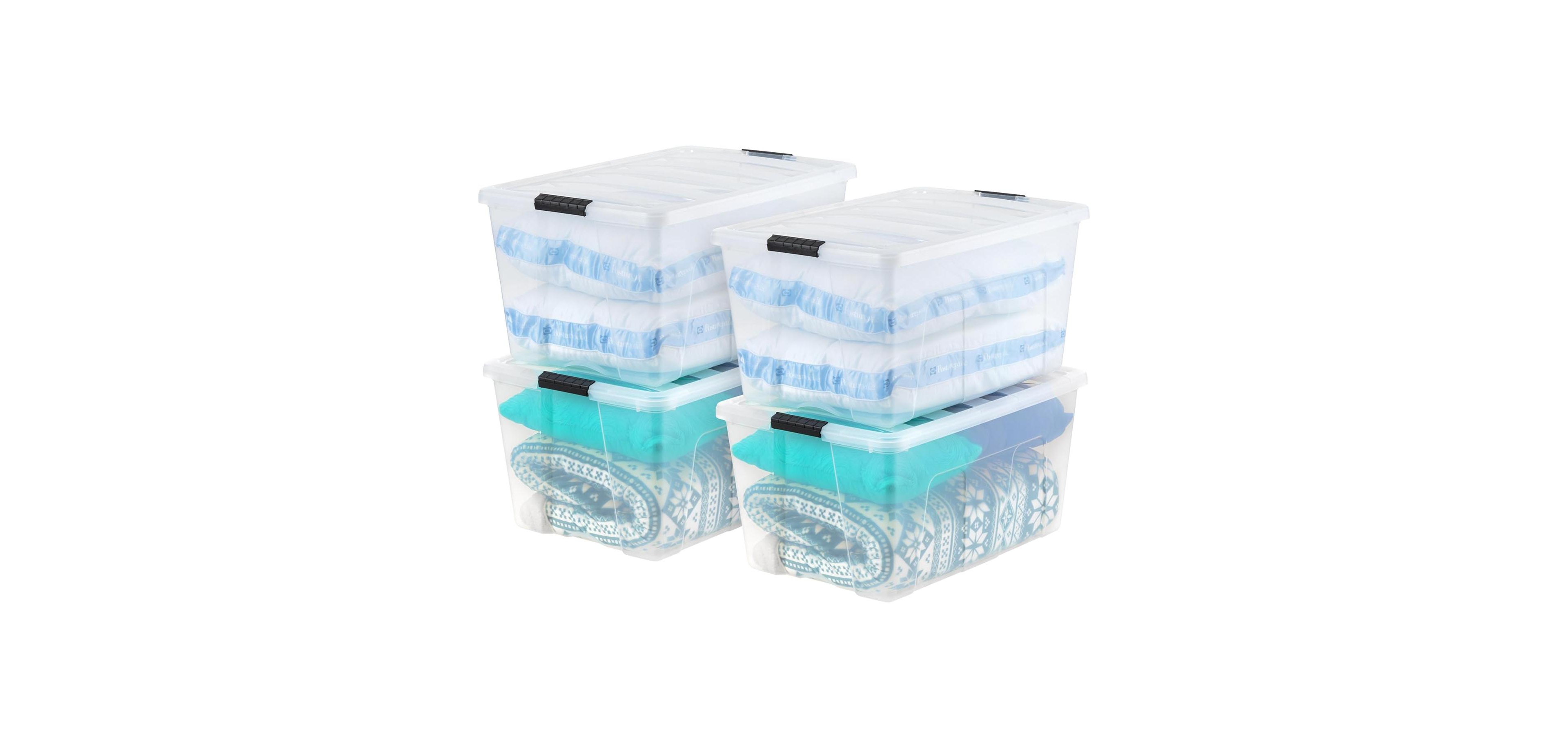 Iris 94 Qt Stackable Plastic Storage Bins with Lids, 4Pk