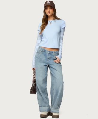 Womens Stripey Layered Long Sleeve T Shirt