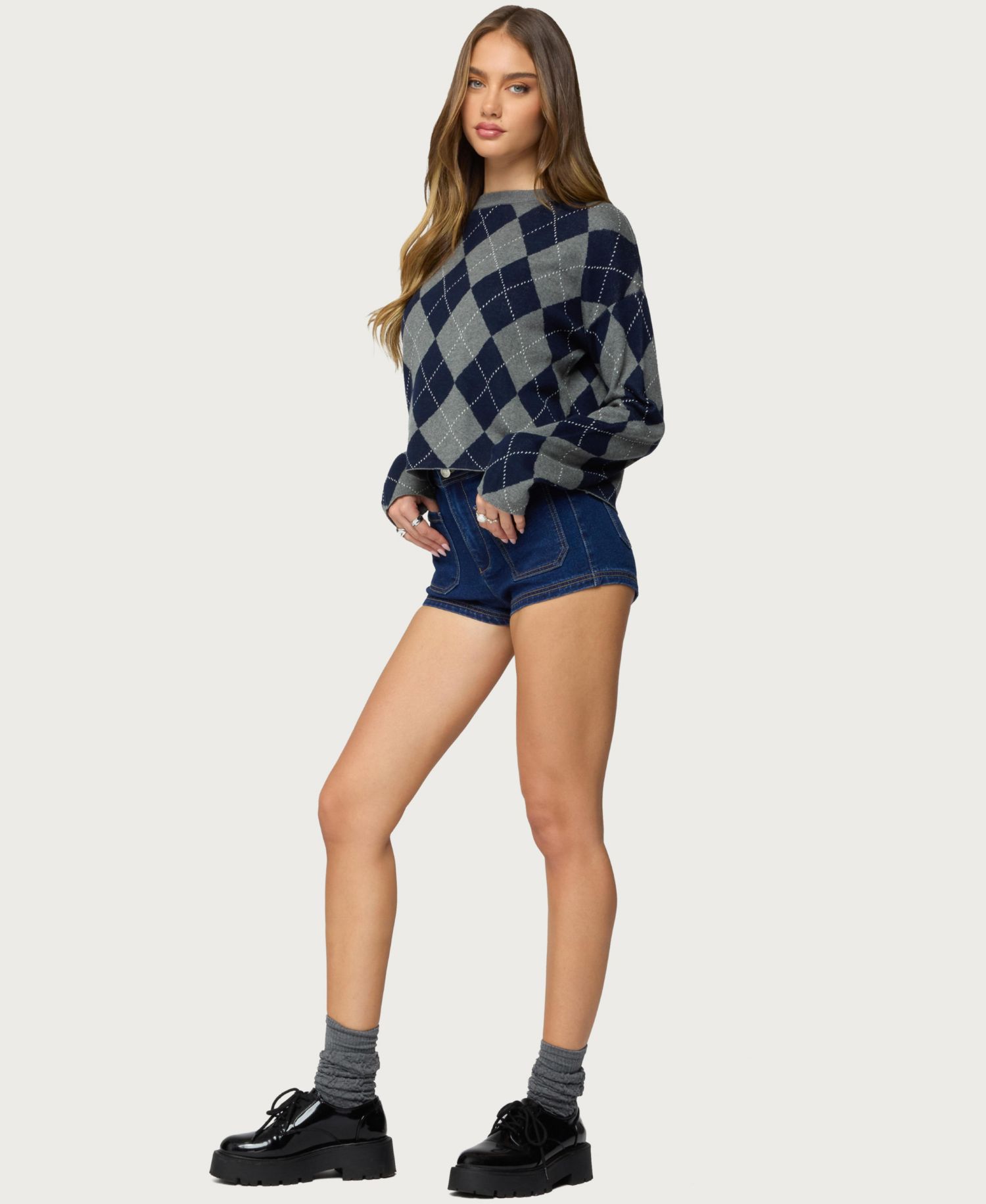 Women's Prep Girl Argyle Knit Top