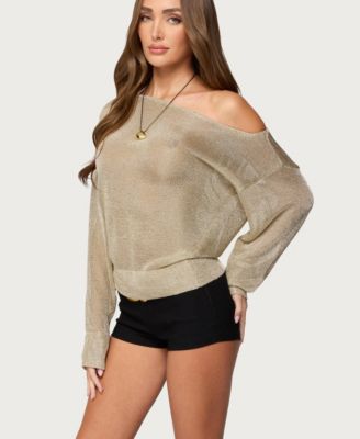 Women's Charlo Off Shoulder Shiny Knit Top