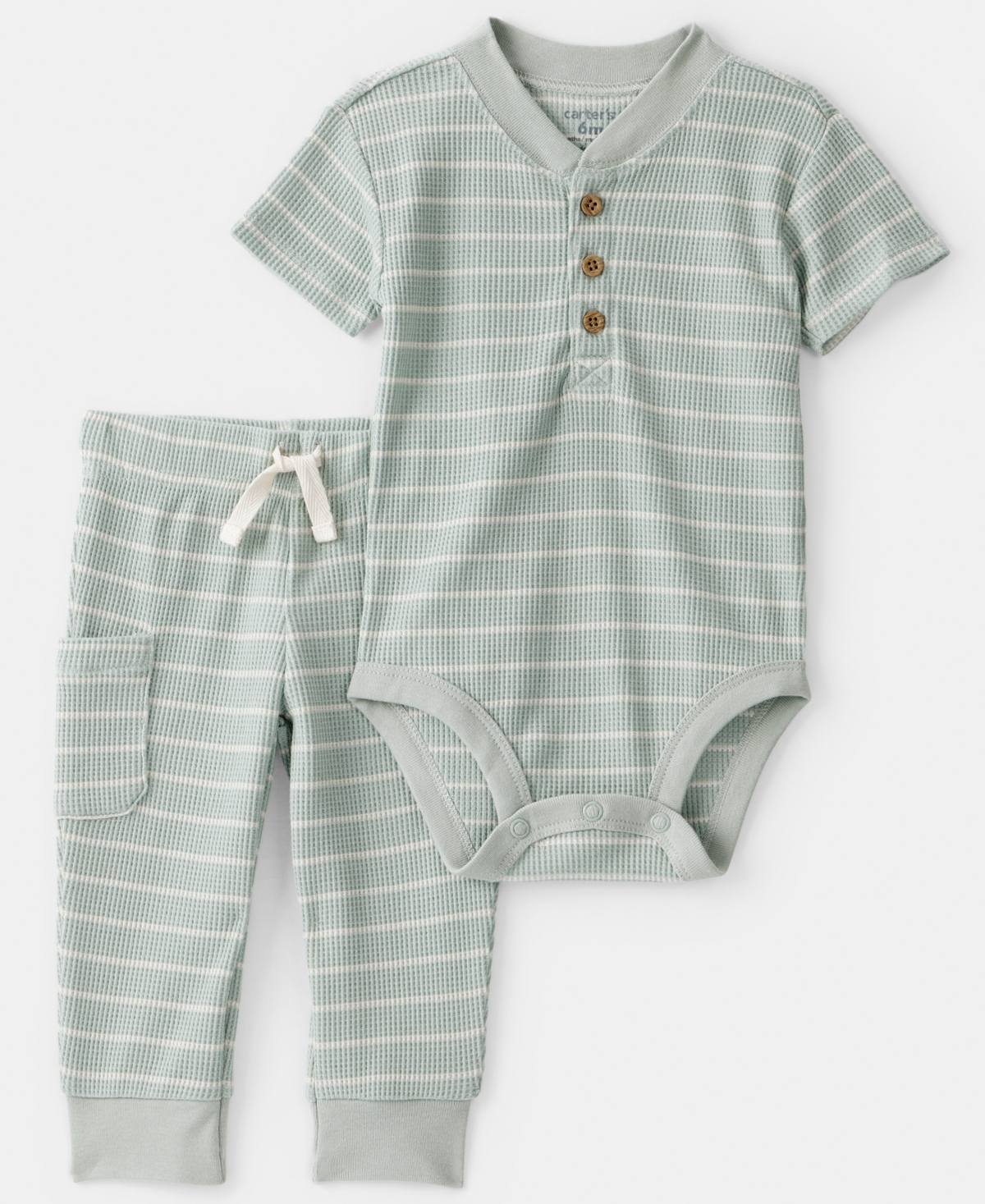 Carter's Baby Boys' Stripe Thermal Short-Sleeve Bodysuit and Pants, 2-Piece Set
