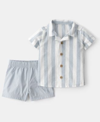 Baby Boys' Collared Shirt and Shorts, 2-Piece Set
