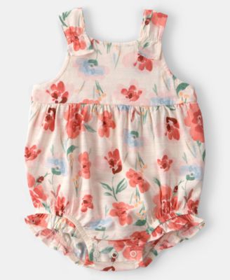 Baby Girls' Crewneck Cardigan and Floral Bubble Romper, 2-Piece Set