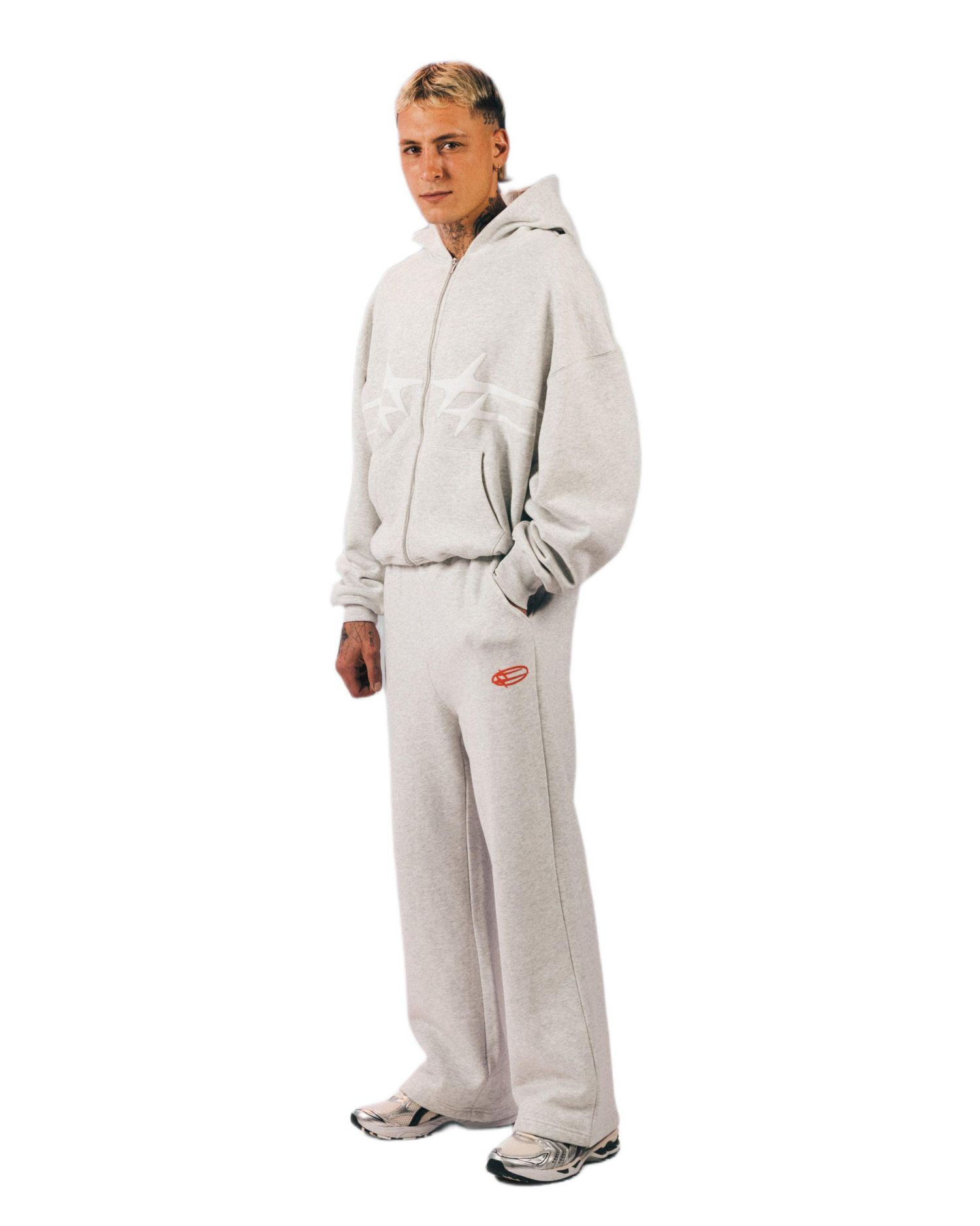 Men's Celestial Full Zip Hoodie Sweatshirt - Light Grey Marle L