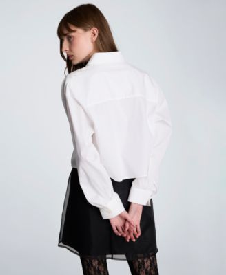 Women's Poplin Button-Front Top