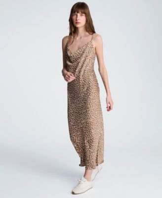Women's Polka Dot Cowl Neck Slip Dress