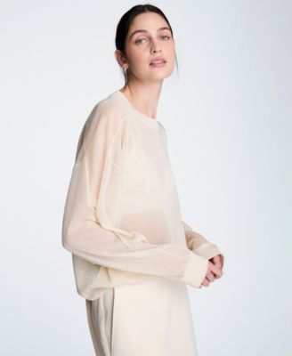 Women's Oversized Sheer Crewneck Sweater