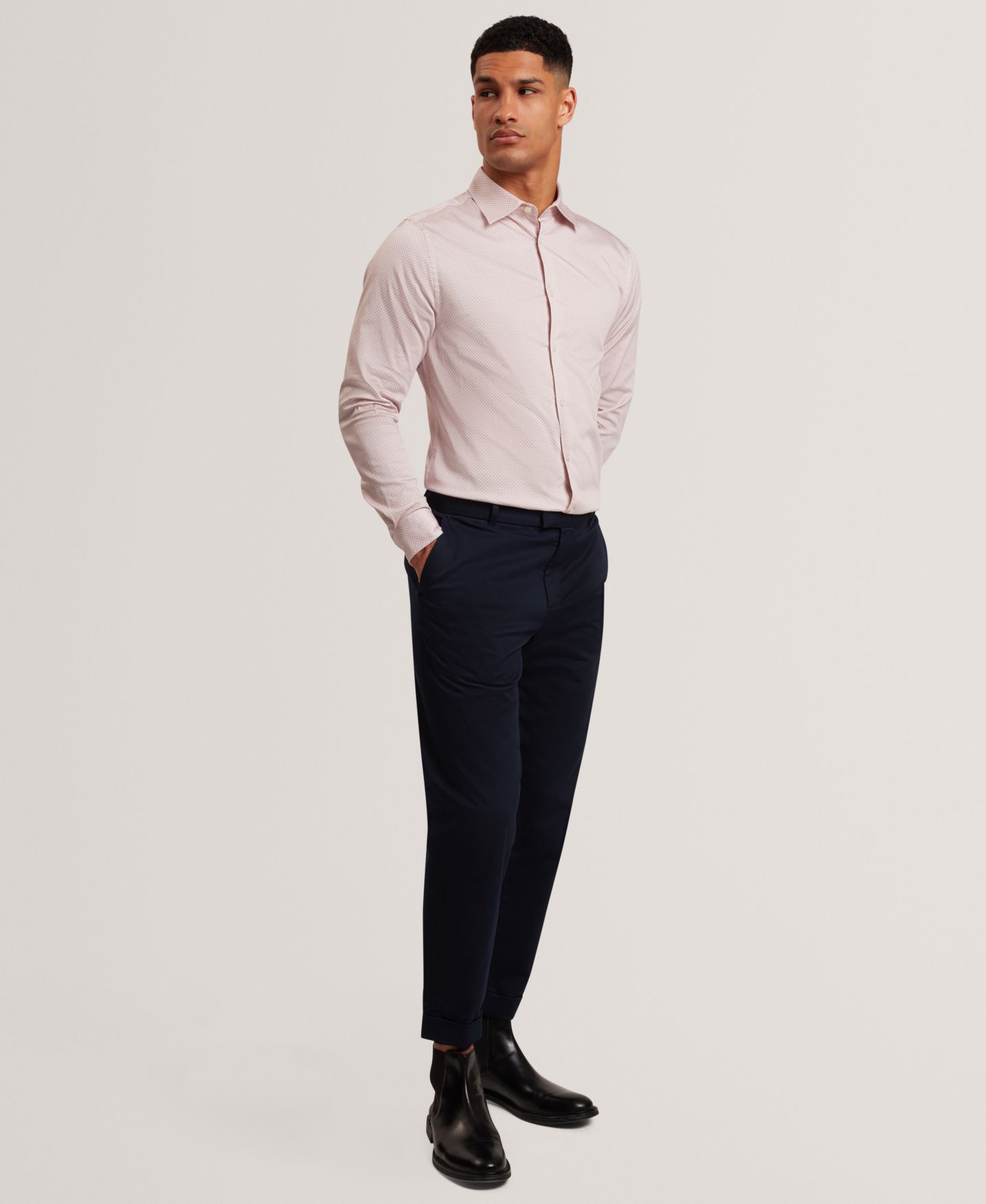 Мужская рубашка Ted Baker Olweno Long-Sleeve Shirt, цвет: Розовый — фото 2