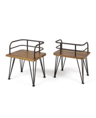 Rustic Acacia Wood Patio Chair Set (Set of 2)