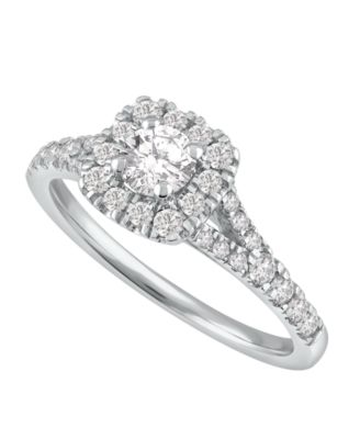 Diamond Halo Engagement Ring (3/4 ct. t.w.) in 14k White or Yellow Gold