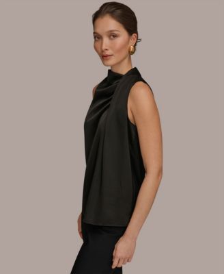 Women's Sleeveless Twist-Front Drape Blouse