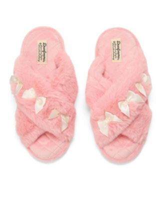 Women's Jessica Bows Furry Crossband Slide Slipper