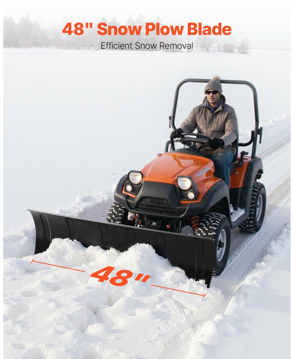 Mecale Universal Snow Plow Kit, 48", Adjustable, Quick-Detach Steel Blade