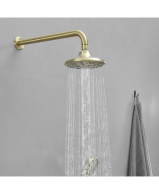 Single Handle 2-Spray Shower Faucet Set 1.8 GPM with Valve Dual Function Handheld Shower Head in Brushed Gold.