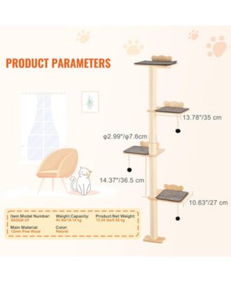 4-Piece Wall-Mounted Pine Wood Cat Shelf Set, Holds up to 40 lbs