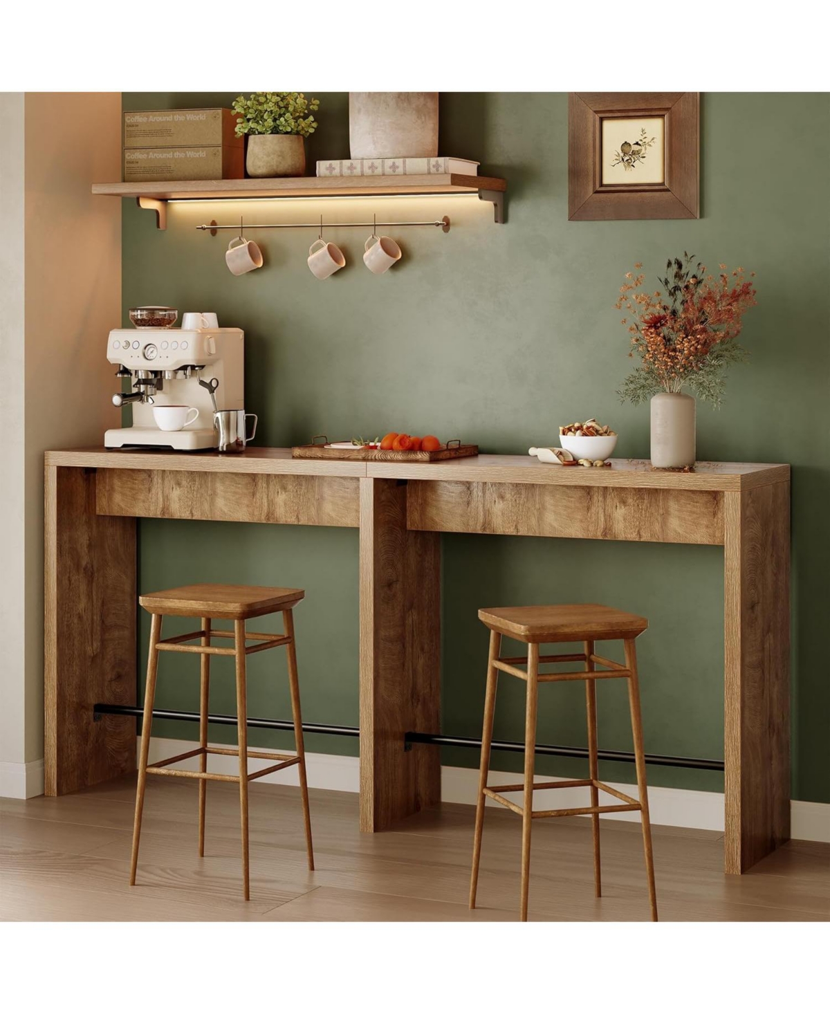 Tribesigns 78.74" Narrow Bar Table, Extra Long High Top Table with Sturdy Iron Footrest, for Kitchen, Living Room, Dining Room