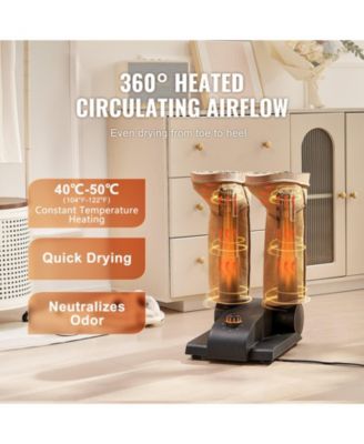 Shoe Dryer, Foldable 2-Tube Boot Dryer w/ Timer, Heated Blower, V0 Flame-Retardant, Portable