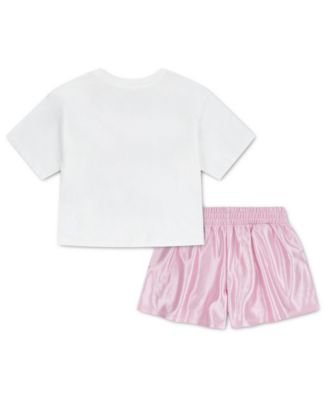 Girls' Toddler 2T-4T Flowy Durasheen Crewneck T-Shirt and Shorts, 2-Piece Set