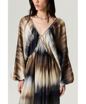 Women's Tie-Back Batik Print Maxi Dress
