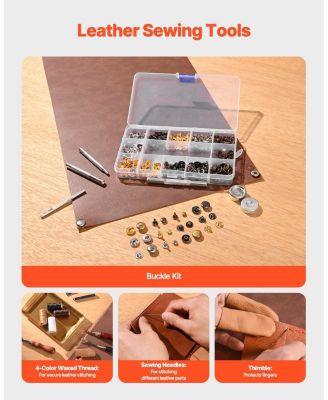 Leather Working Tools Kit, 61-Piece Leather Craft Set w/ Canvas Storage Bag, Punching, Sewing, Stamping & Sanding