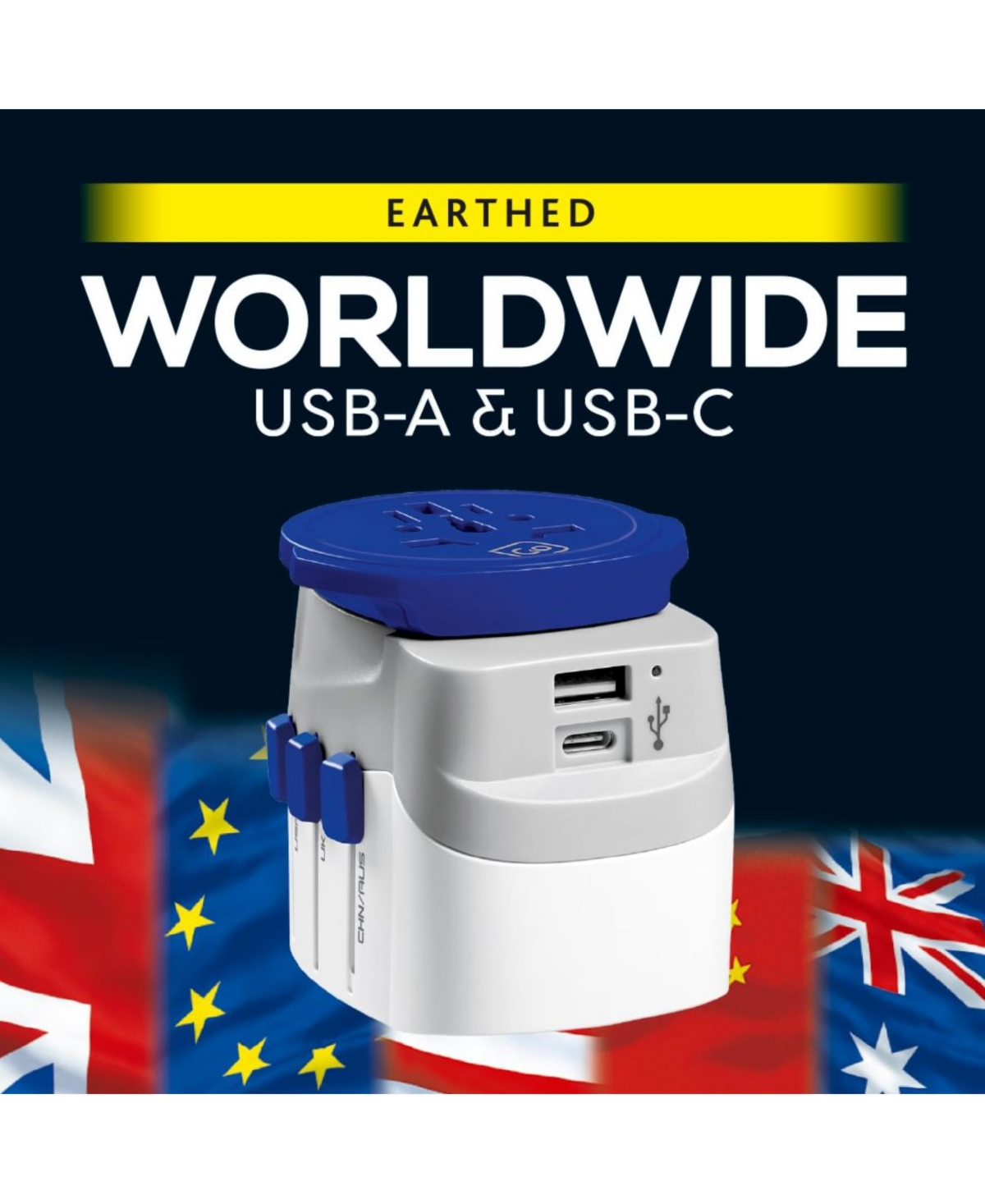 Go Travel Worldwide Usb-a and Usb-c Travel Adaptor