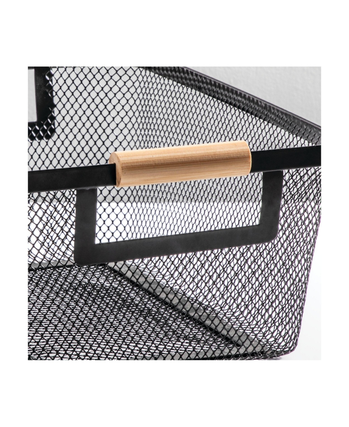 mDesign Metal Wire Pantry Basket with Wood Handles - Set of 4