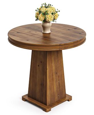 Solid Wood Round Dining Table, Small Kitchen Table for 2, Modern Farmhouse Dinner Table