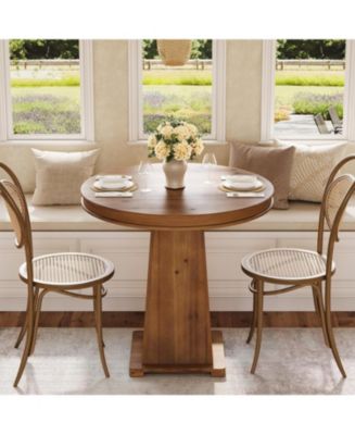 Tribesigns Solid Wood Round Dining Table, Small Kitchen Table for 2 ...