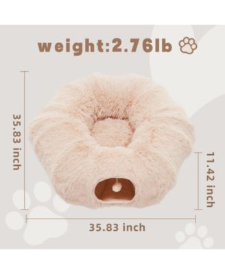 Beige Cat Tunnel with Cat Bed