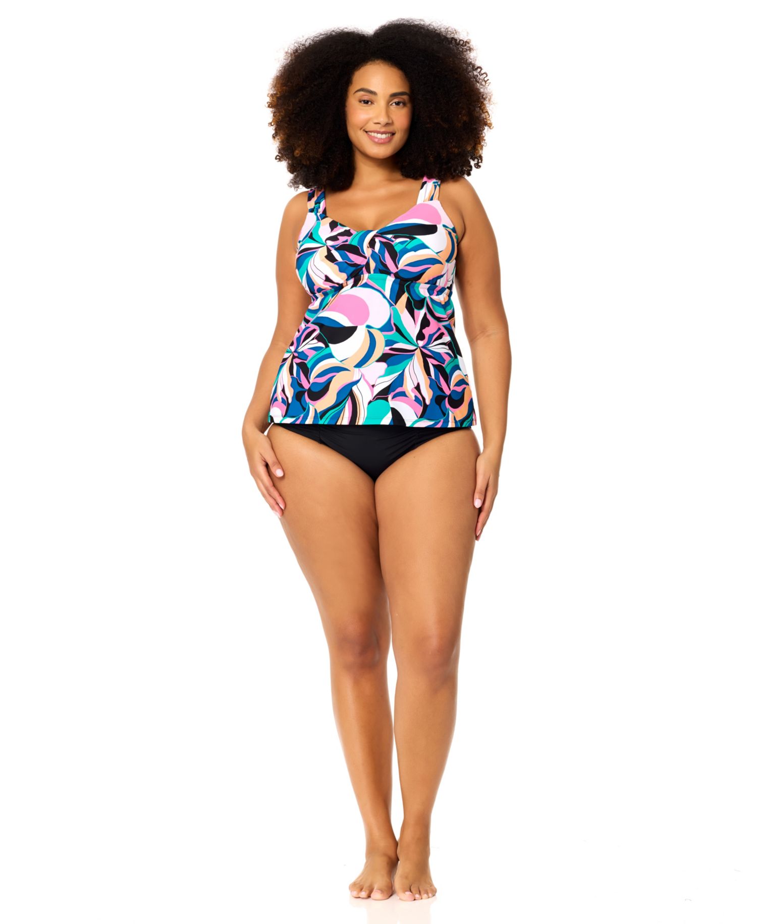 Women's Plus Size Rimini Trendy Printed Tankini Top and Full-Coverage Bottoms