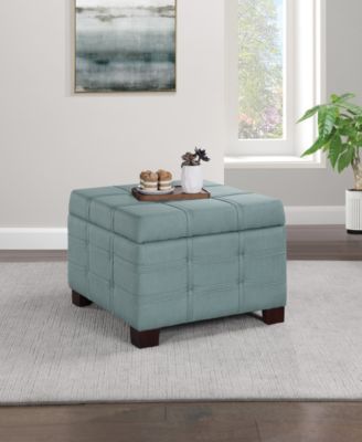 17.25" Leather Detour Strap Square Storage Ottoman