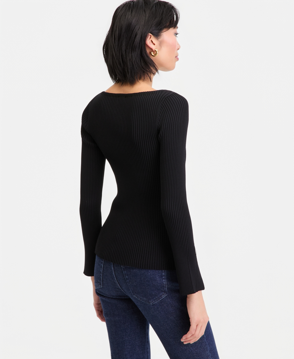 I.n.c. International Concepts Women's Long Sleeve Boat Neck Rib-Knit Sweater, Macy's Exclusive