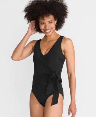 Petite Side Tie Wrap One Piece Swimsuit