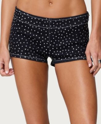 Women's Moirah Rhinestone Denim Micro Shorts