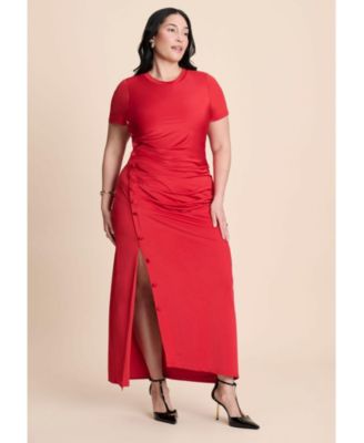 Women's Slinky Dress W Buttons