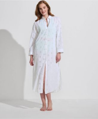 Women's Eyelet Button Down Maxi Cover-up Dress