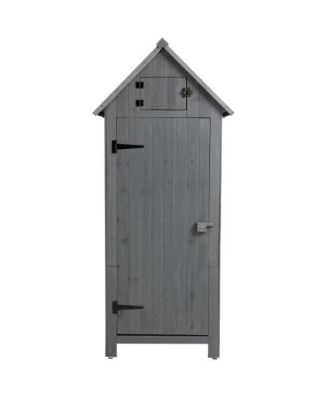 30.3inch L x 21.3inch W x 70.5inch H Outdoor Storage Cabinet Tool Shed Wooden Garden Shed Gray