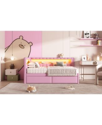 Twin Platform Bed w/ USB & LED 2 Drawers