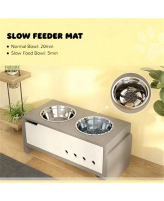 24.6 in. Wide 3 Height Adjustable Raised Dog Bowls in Grey